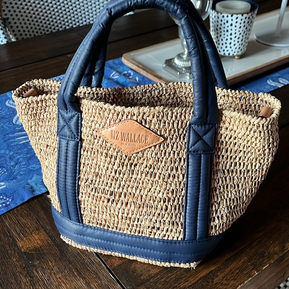 MZ Wallace Handbags - MZ WALLACE RAFIA MINI TOTE NAVY